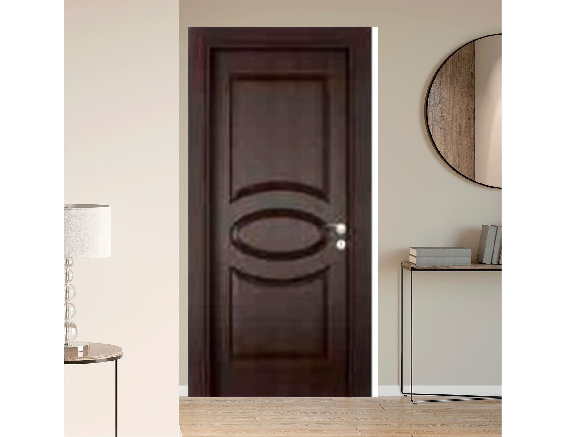 Dark Brown - Traditional Oval Glass Door